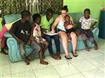 Mrs. Voxland in Liberia doing math 